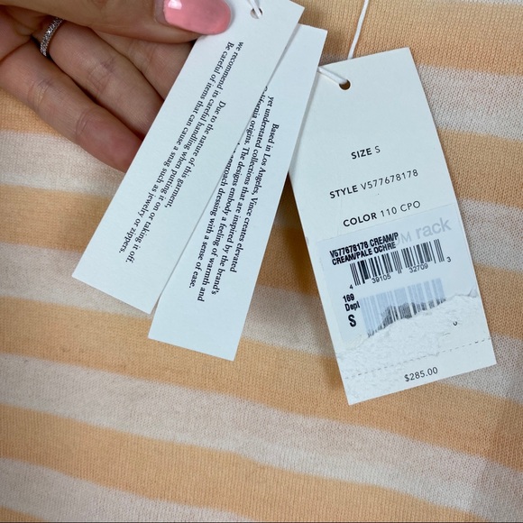 Vince Striped Wool Cashmere Blend Boxy Tee Yellow - Picture 4 of 7